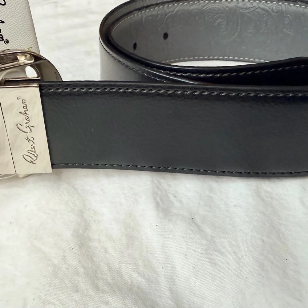 Robert‎ Graham Black Belt with Polished Silver Buckle